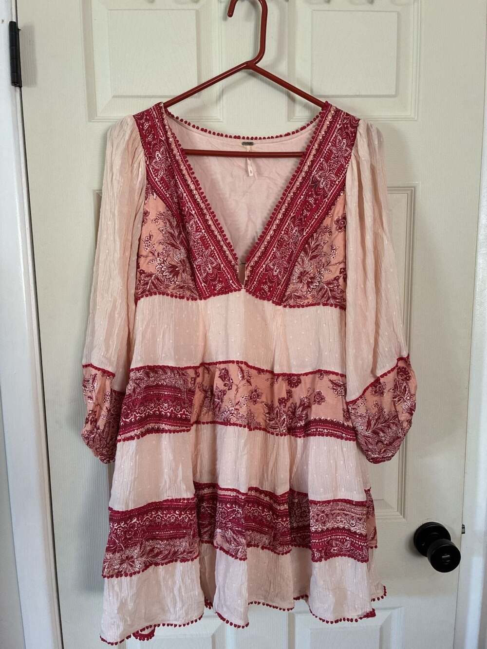 Free People My Love Long Sleeve Plunging Mini Dress